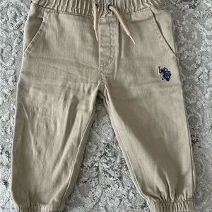 Ralph Lauren Kids Tan Joggers with Navy Logo